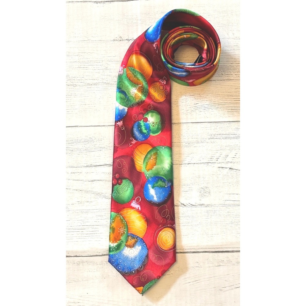 J. Garcia Silk Tie Creme de Menthe Hangover Collection Sixty Red Christmas Men - Picture 4 of 5